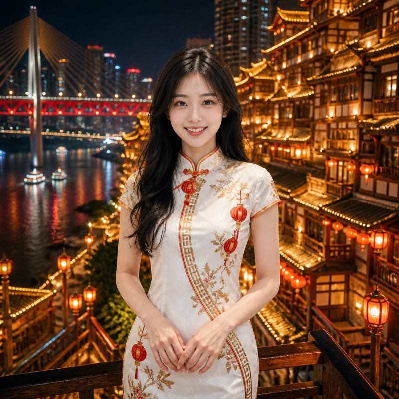 重庆洪崖洞 · AI 女性风格预览