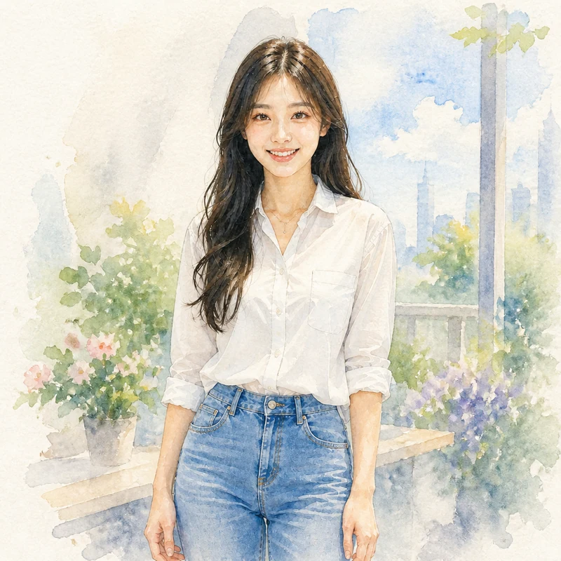 水彩风 · AI 女性风格预览