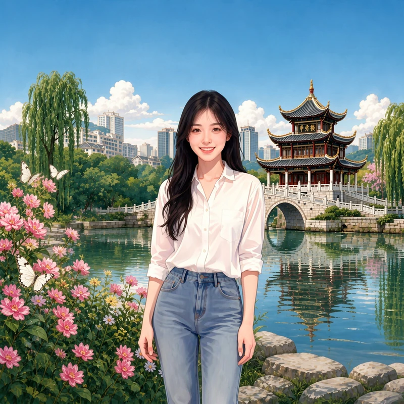 贵阳甲秀楼 · AI 女性风格预览